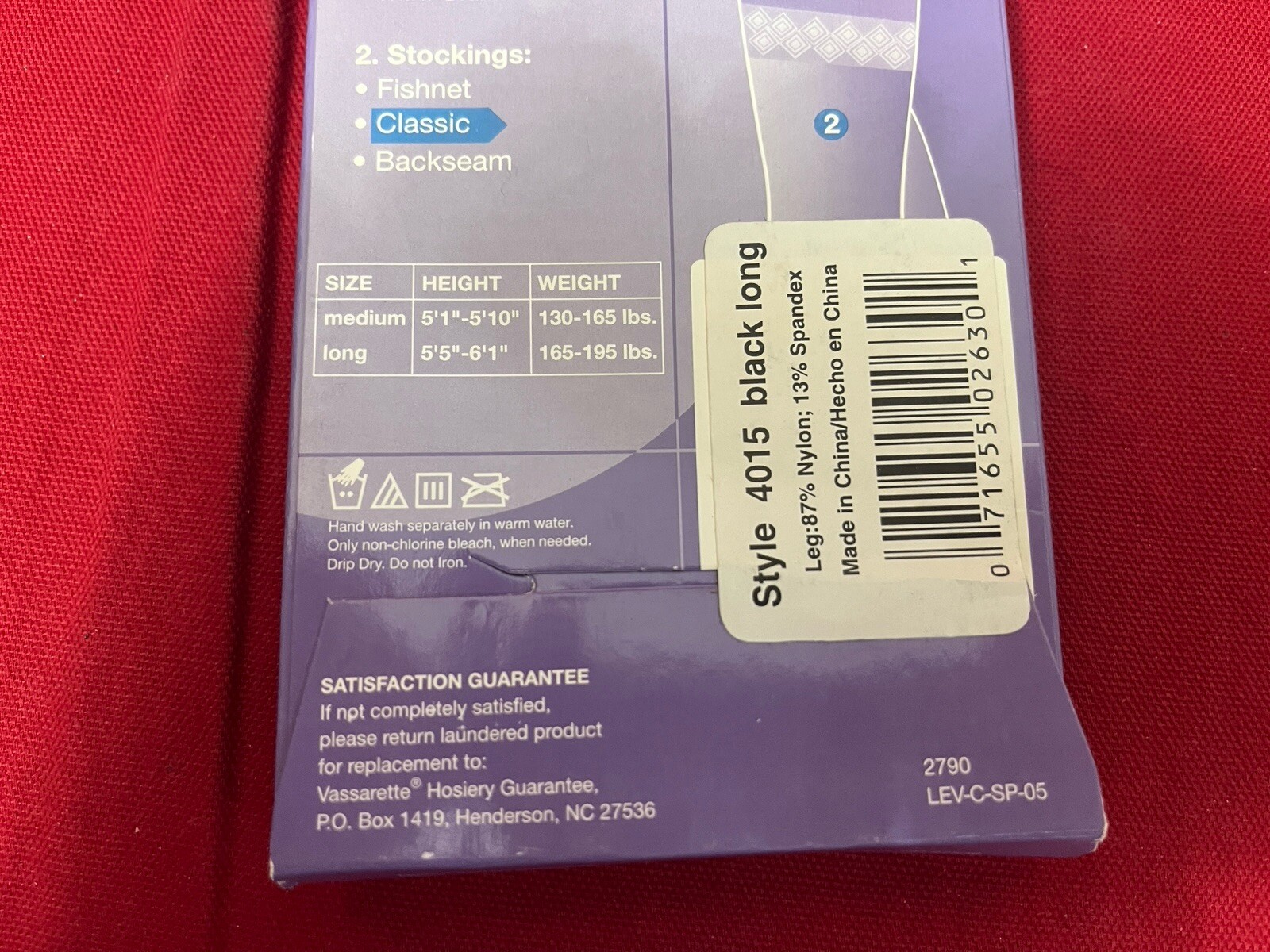 VASSARETTE CLASSIC STOCKINGS 4 PAIR, Color: Black, Size Long 4015