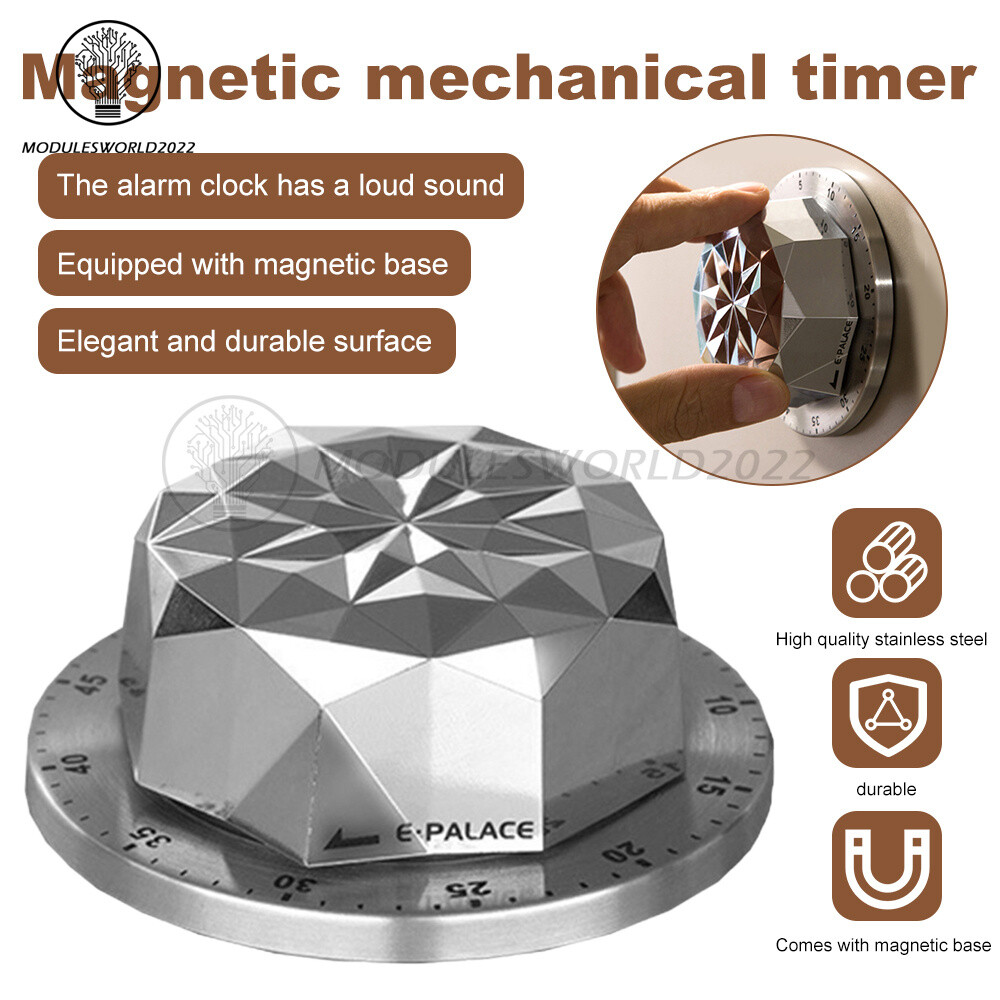 Stainless Steel Magnetic Kitchen Mechanical Alarm Timer Cooking Countdown Clock