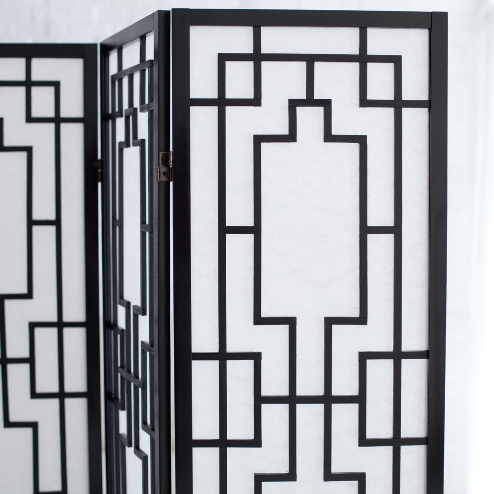 3 Panel Room Divider Screen, Black