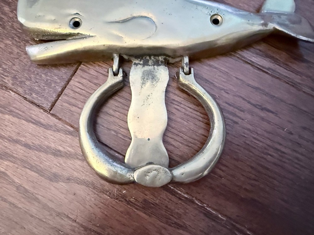 Solid Brass Door Knocker Whale Decorative 8.5x5