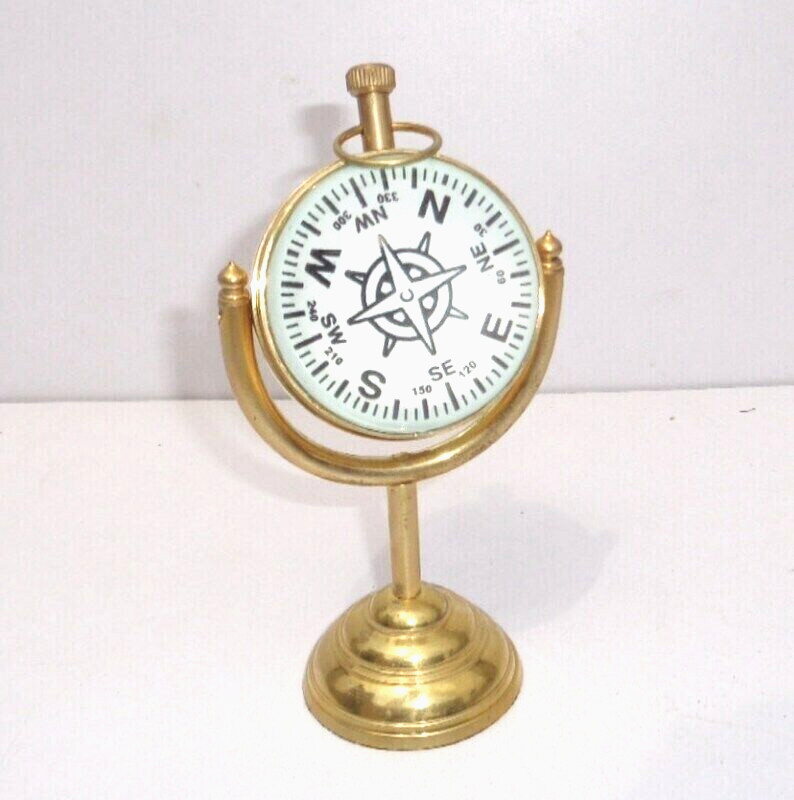 Nautical Clock Ship Table Clock Brass Desk Clock Maritime Brass Compass with Ant