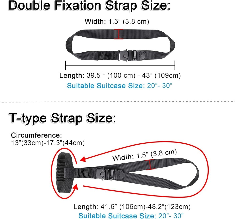 Luggage Straps, Straps for Suitcase, 1.5”Width Add A Bag Stretchable Attachment
