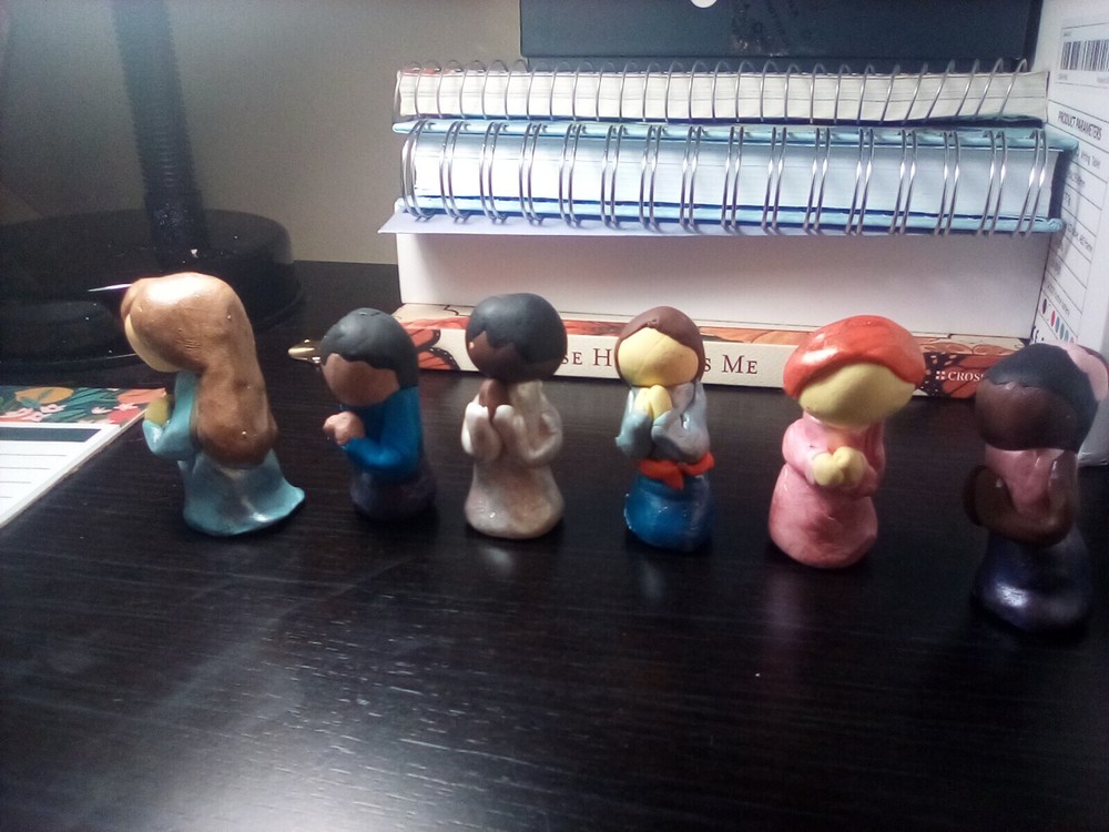 Home-Made Oven Baked Clay Figures Praying 3 inch