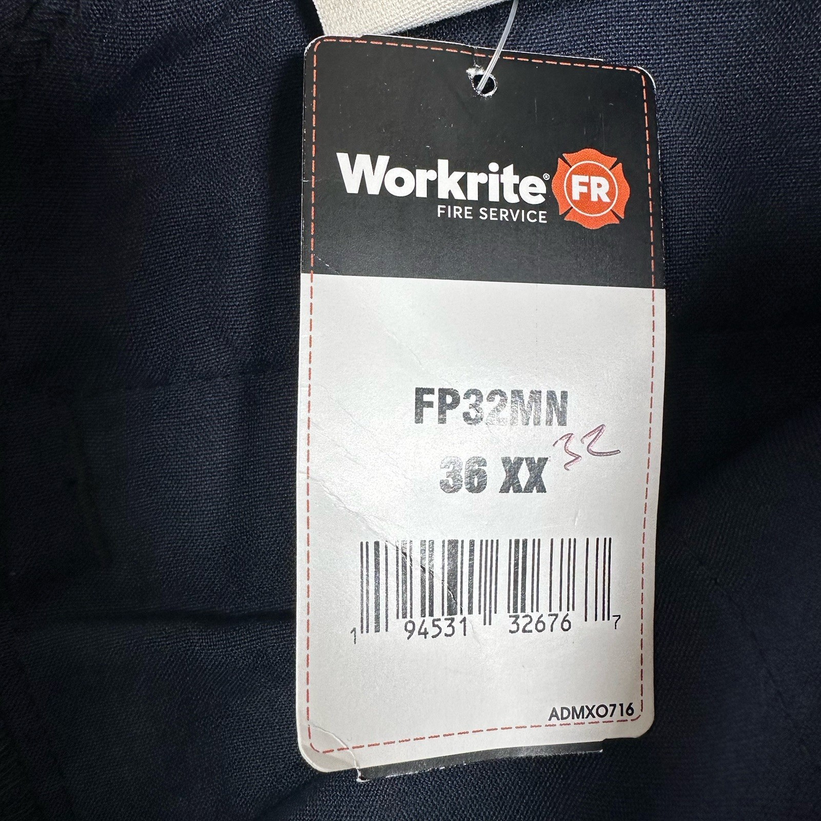 Workrite Pants Mens 36x32 Blue Straight Flame Resistant FR Nomex Fire Service