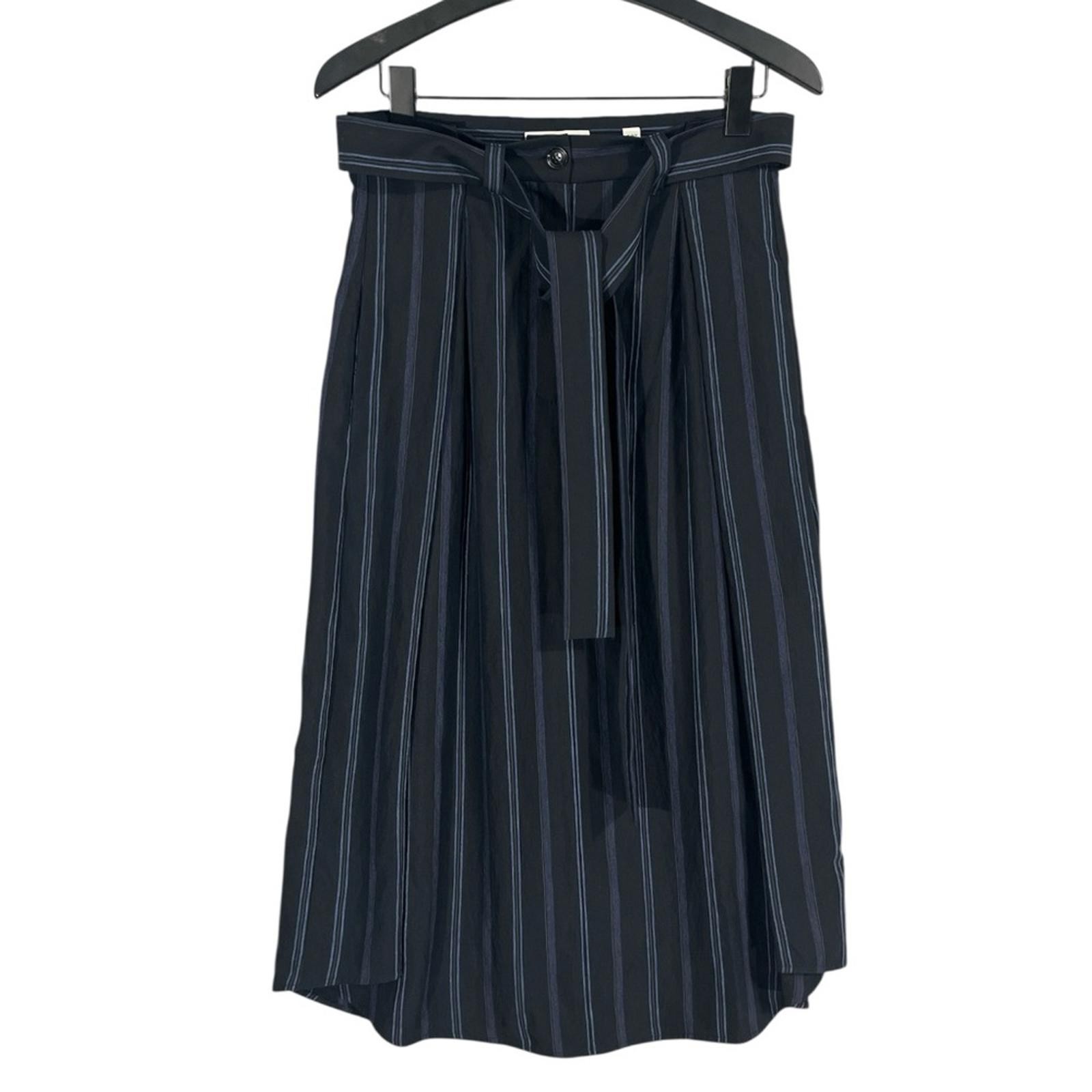 Vince Dobby Stripe Belted Midi Skirt in Indigo Size 2