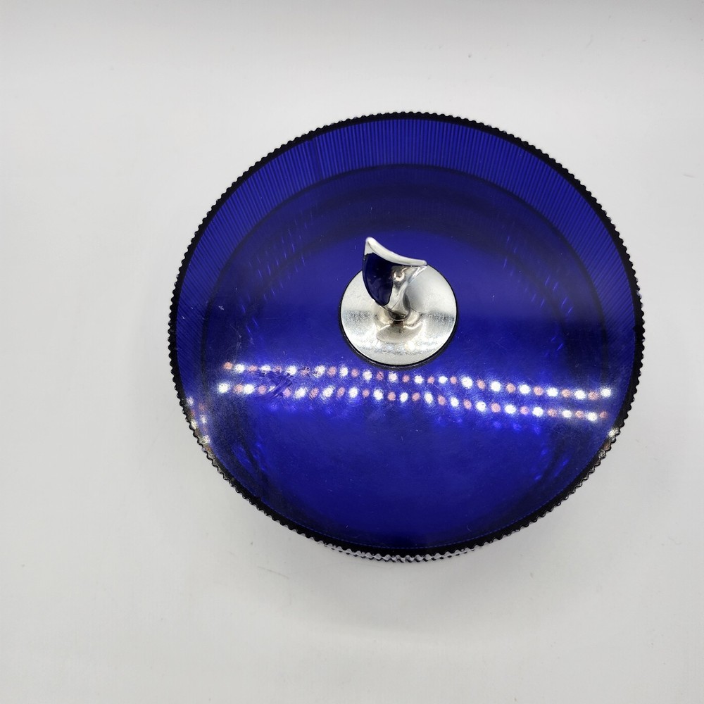 VINTAGE 1971 AVON MOONWIND DUSTING POWDER BOX - BLUE PLASTIC - EMPTY