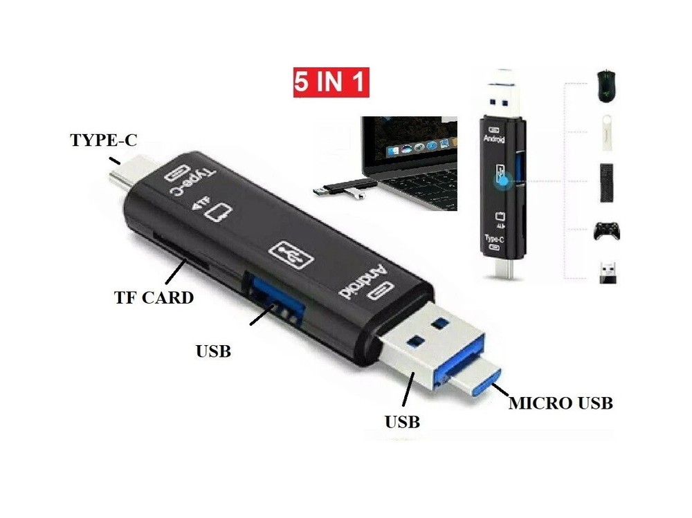 Card Reader USB 3.0 Micro USB Type C MicroSD OTG Memory Adapter Laptop Computer