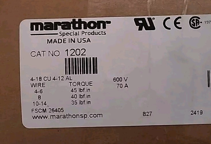New MARATHON 1202 Terminal Block