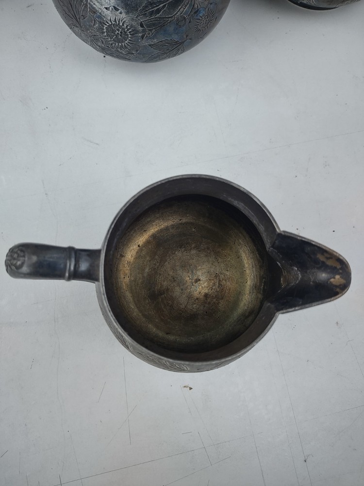 antique 3 pc Pair Point mfg silver plate tea set #324