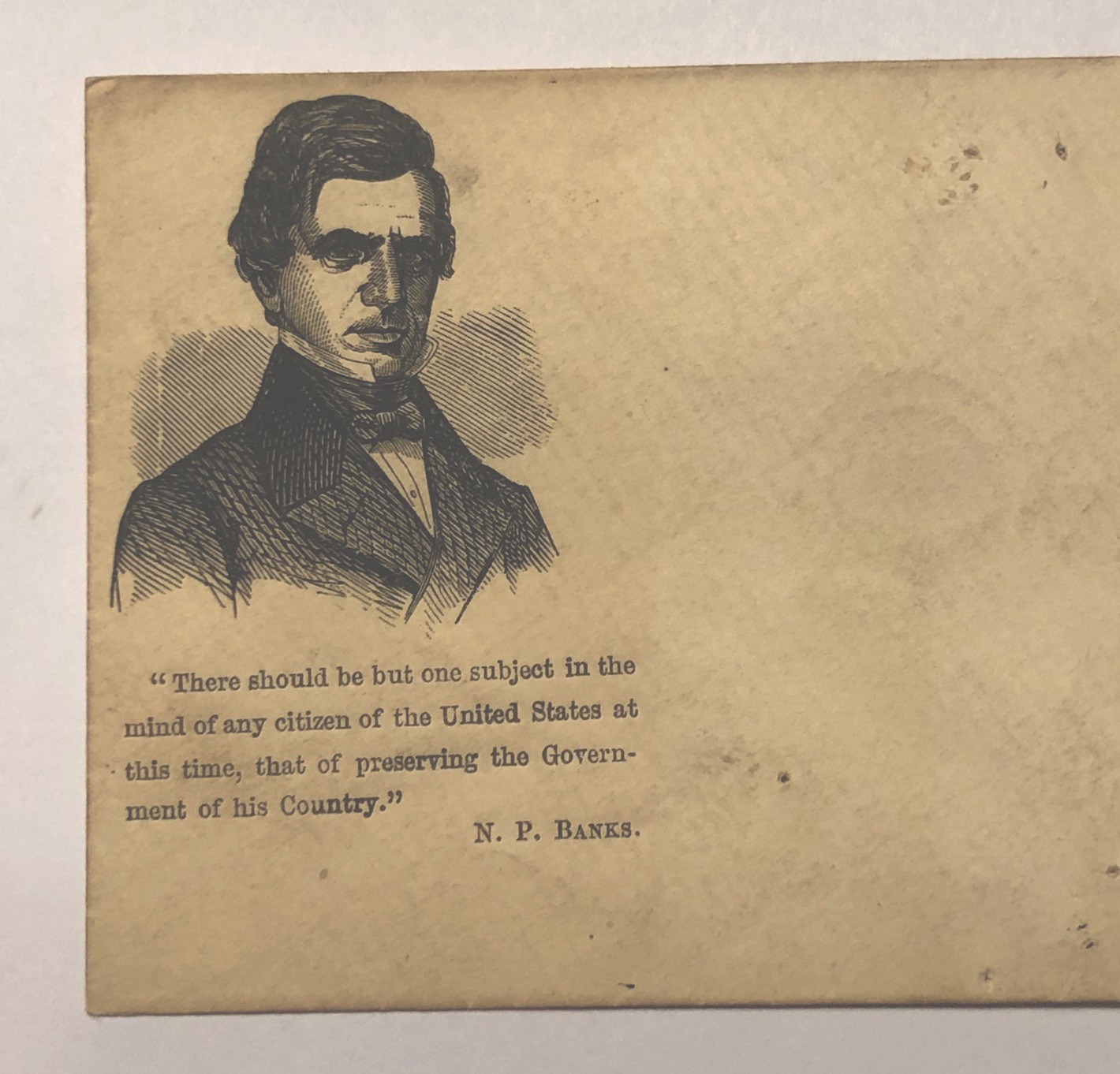 Rare Unused Civil War Patriotic Cover “ There Should Be But One …” N. P. Banks.