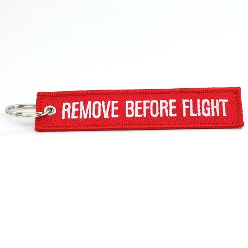 5pcs Remove Before Flight Keychain Embroidered Jet Tag