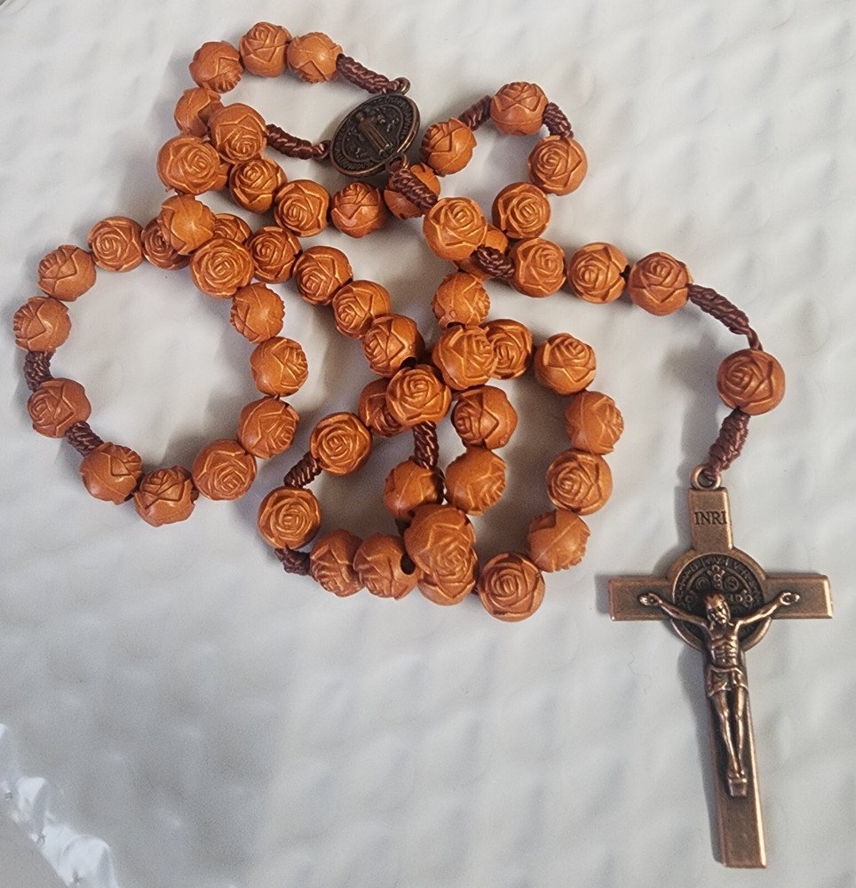 2 CATHOLIC SAINT  BENEDICT Cord Rosary Beads  12" WE