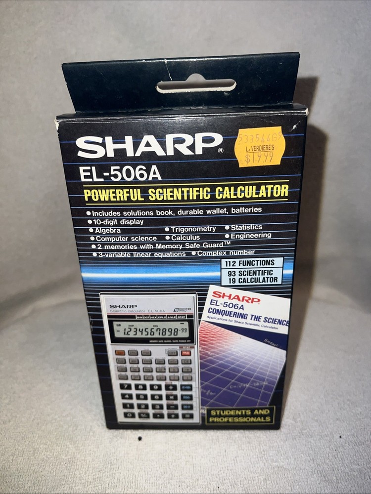Sharp EL-506A Scientific Calculator w/original Box & Manuals WORKS