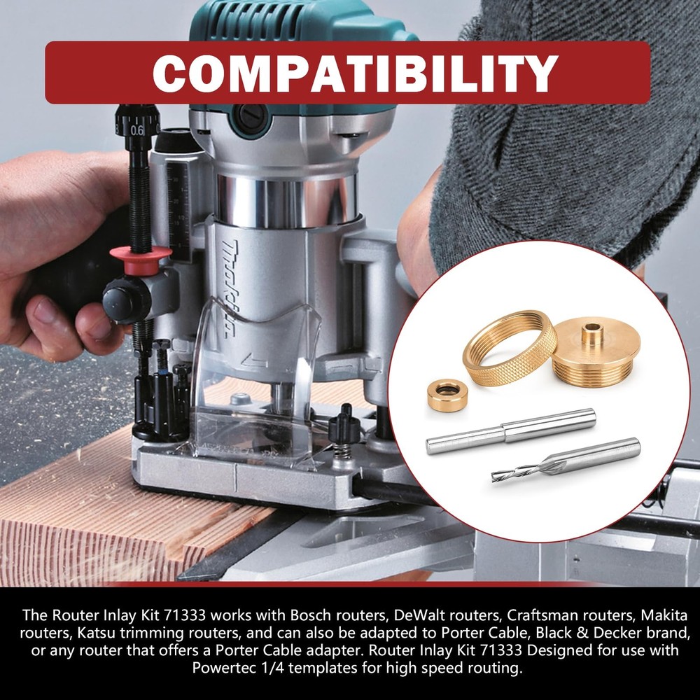 Router Inlay Bushing Kit for Router Template Guide Set Solid Brass Router Inl...