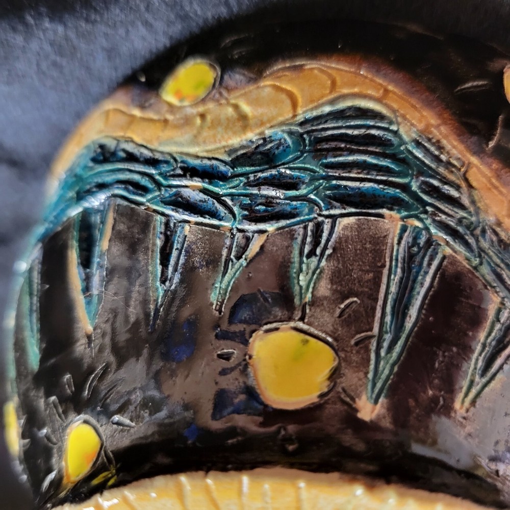 Studio Art Pottery Bowl Hand Painted Centipede Signed