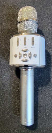 Hand Held Karaoke Microphone White/ Silver Tested- Works!