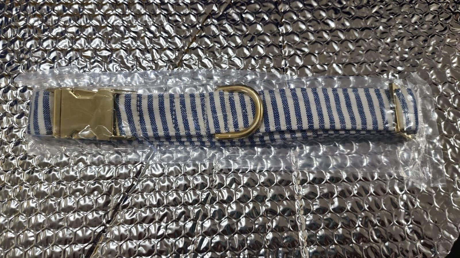 THE FOGGY DOG BELT LAKE BLUE STRIPE COLLAR L COL-325-L