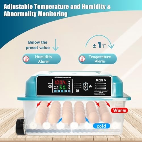 36 Egg Incubator with Humidity Display, Egg Candler, Automatic Egg Turner, for H