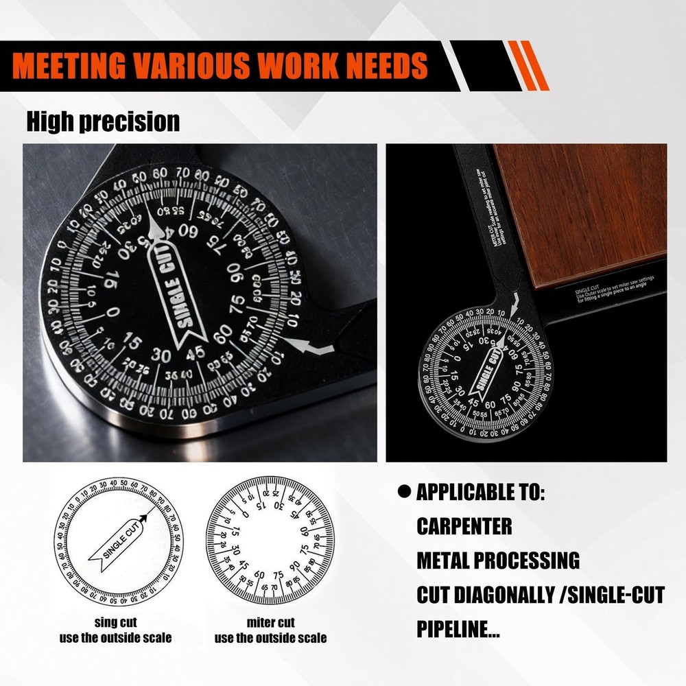 7 Inch Aluminum Miter Saw Protractor, Upgraded High-Precision Angle...