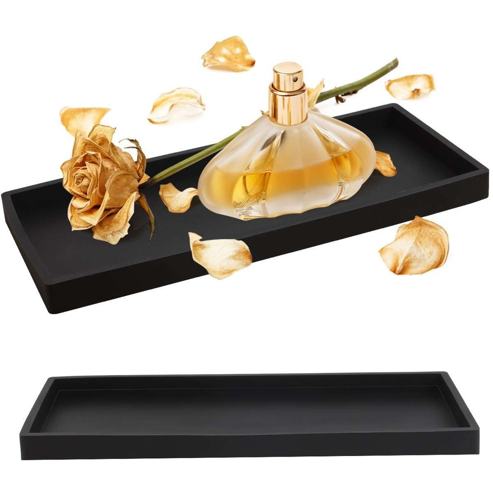 Non-Slip Silicone Rectangular Shatterproof Bathroom Vanity Tray Decorative Tray