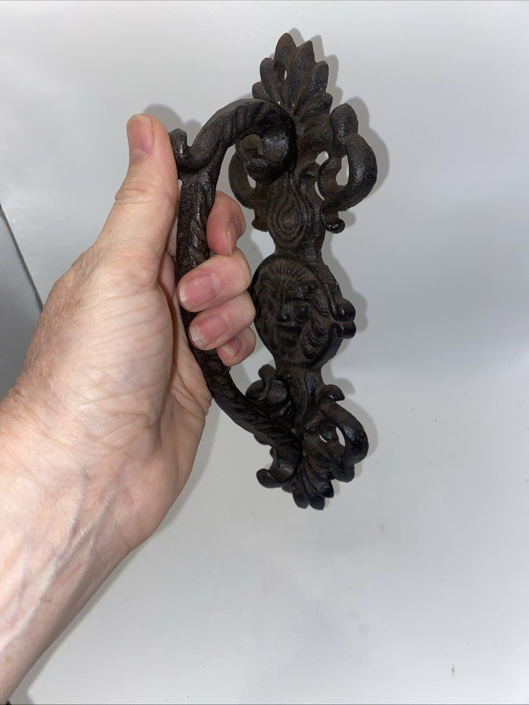 LARGE HANDLE RUSTIC CAST IRON BARN DOOR HANDLES SHED GATE PULL FANCY 9”