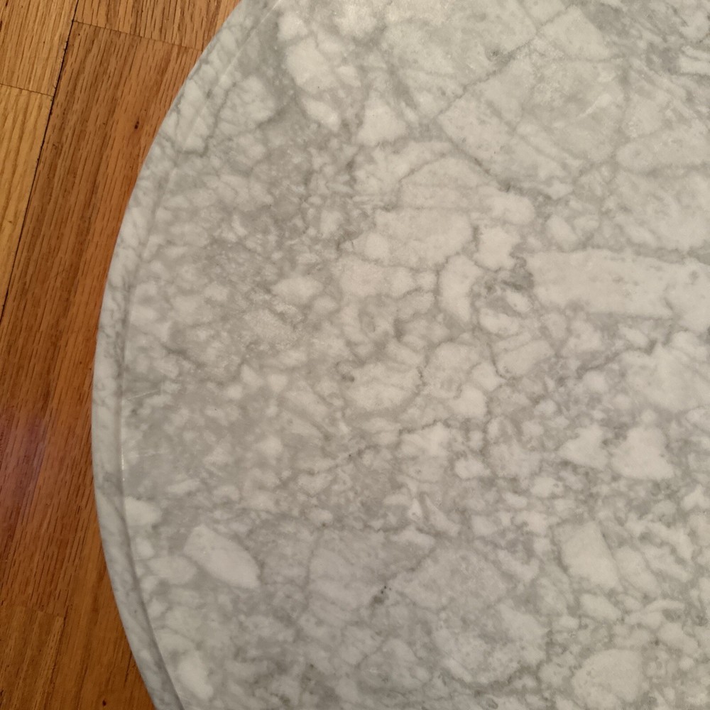 Vintage Solid Replacement 24” Marble Table Top (Italy) White & Gray Veining