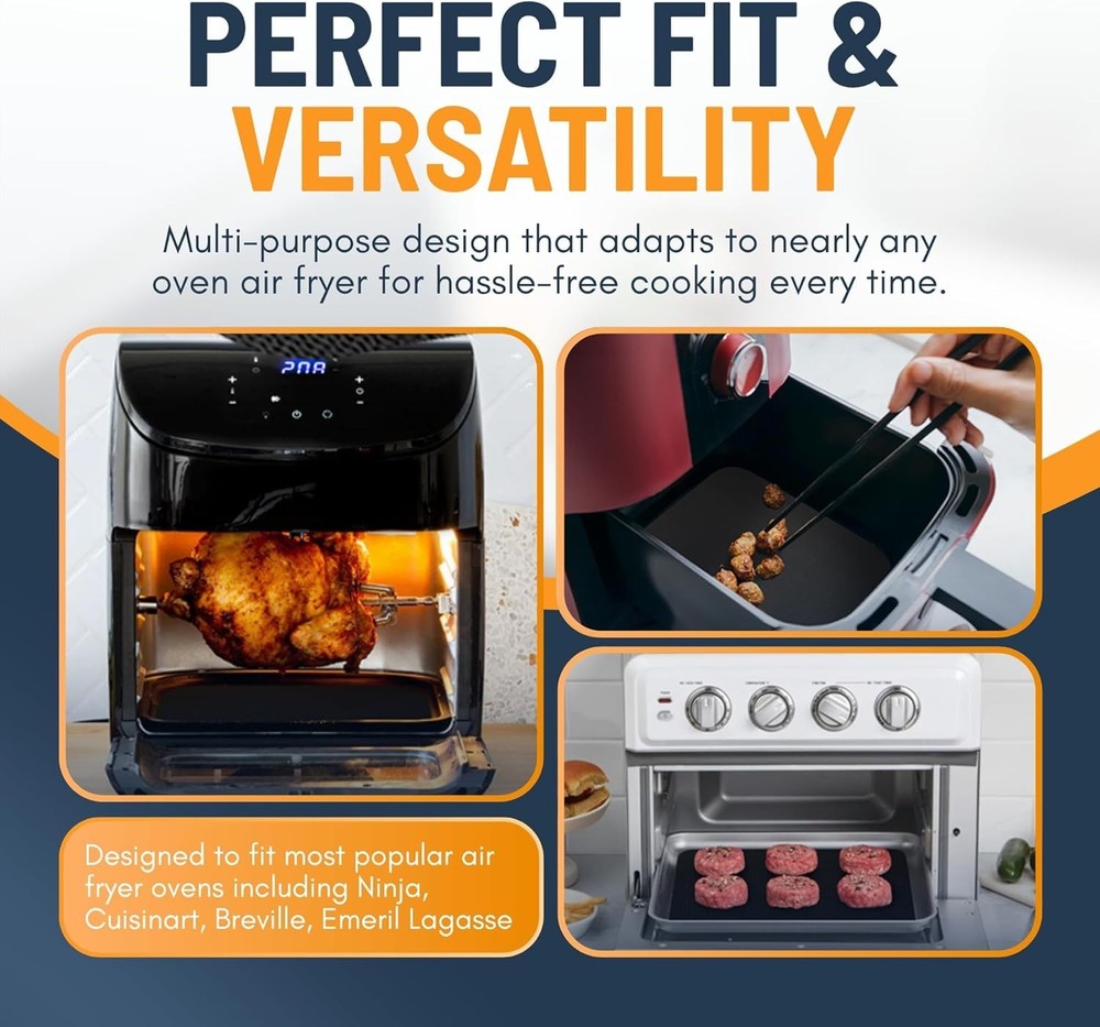2 Pack Non-Stick Toaster Oven Liners - BPA-Free & Eco-Friendly Cooking Solution