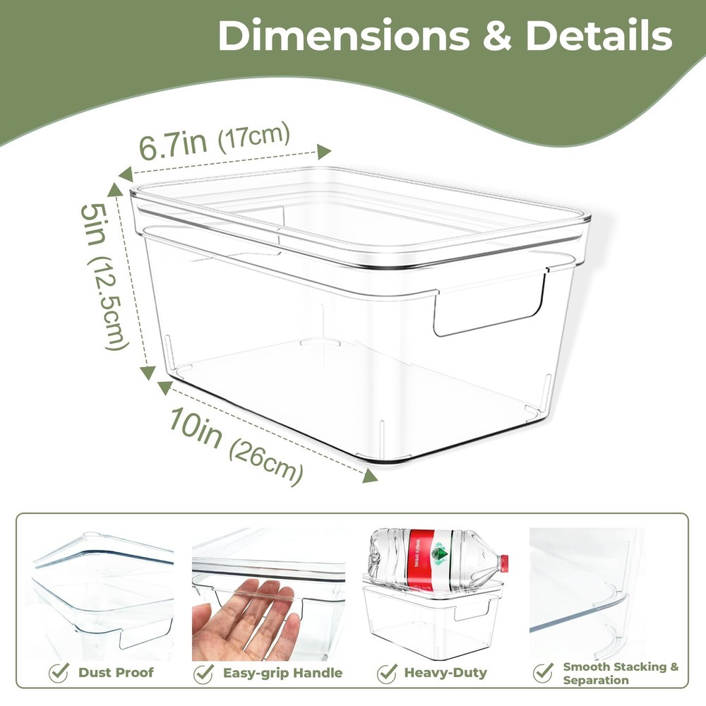 MOONEDGE Clear Plastic Storage Bins with Lids and Handles – Stackable Orga