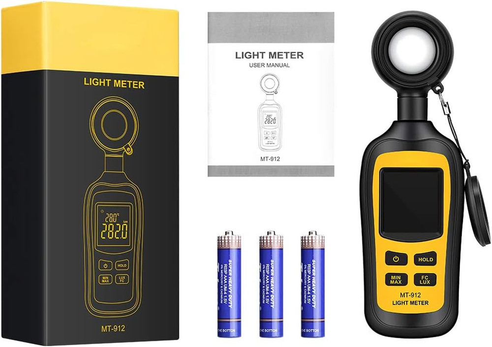 Light Meter Digital Illuminance Meter Handheld Ambient Temperature Measurer, Ran