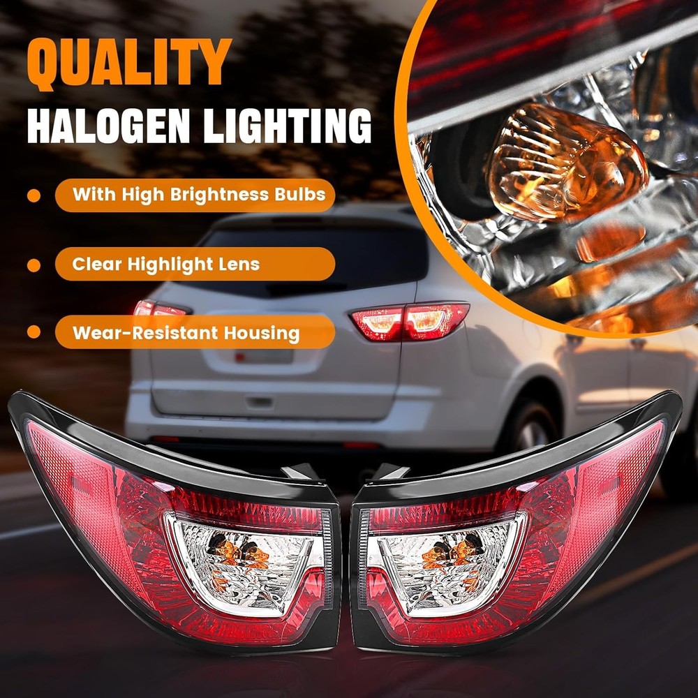 Tail Light Assemblies Compatible with 2013-2017 Chevy Traverse, Left & Right Sid
