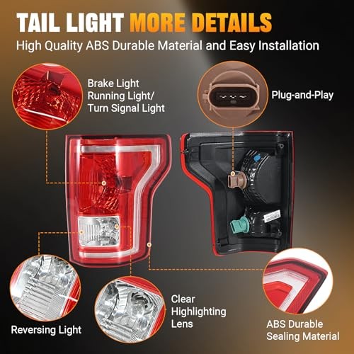 Tail Lights Assembly Compatible with 2015 2016 2015-2017 Right Passenger Side