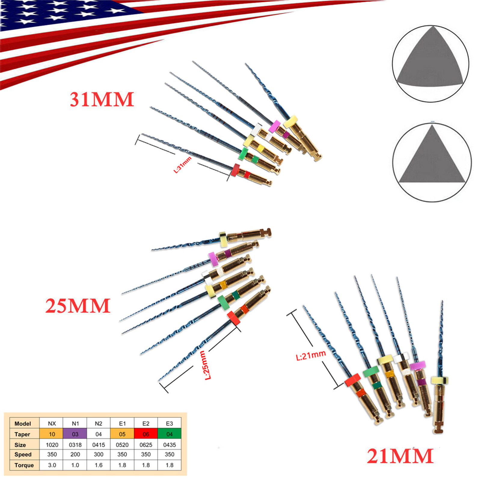 USA Dental NiTi Super Files Rotary Endodontic Endo Motor Root Canal 21/25/31MM