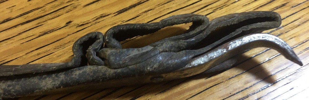 Vintage 4 1/2” Leather Handle Shucker, Rustic Tool