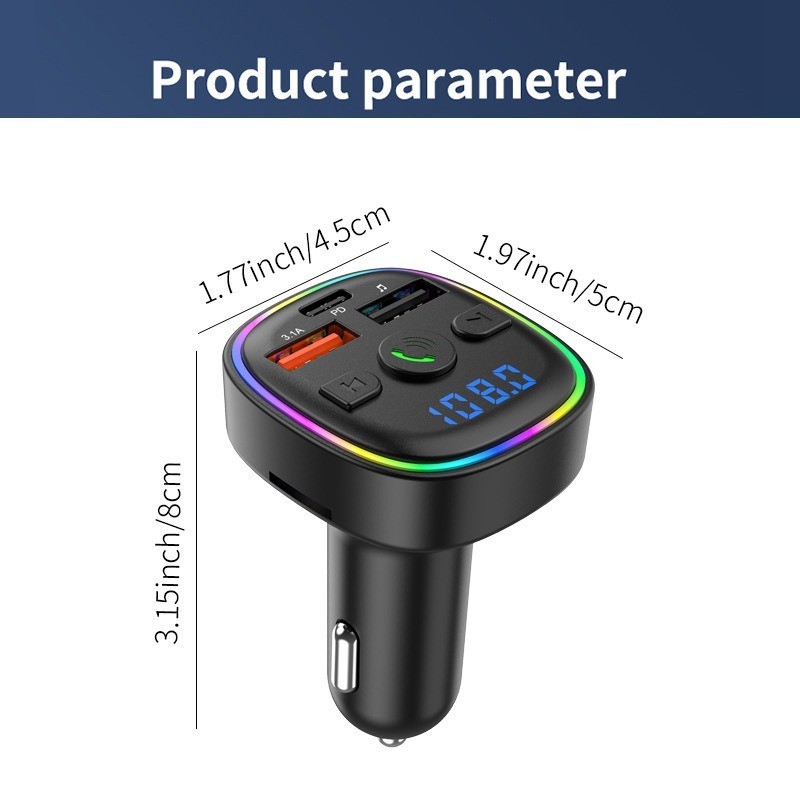 C32 Bluetooth Car FM Transmitter MP3 Player TF Card Slot Car Charger