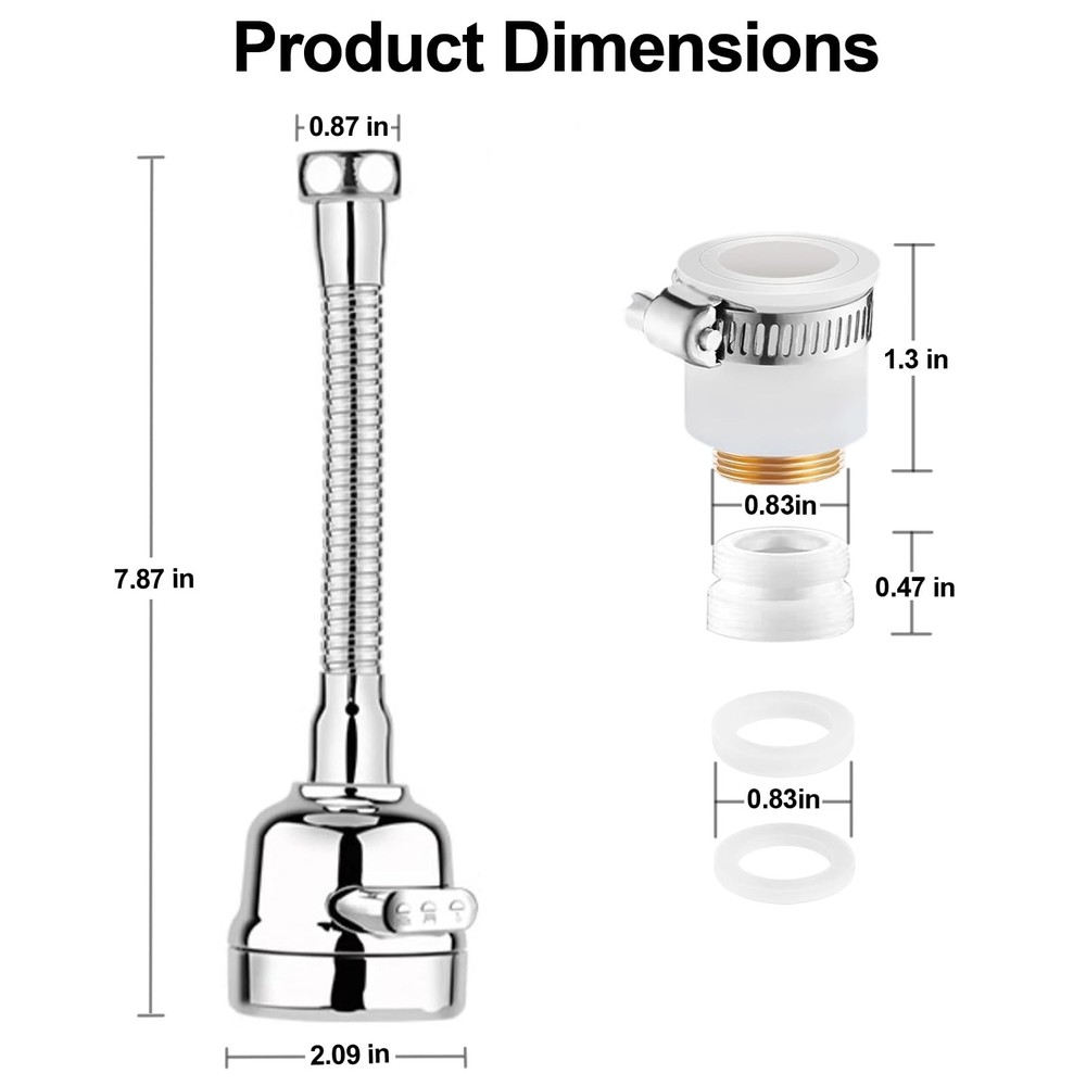 Faucet Sprayer Attachment，Kitchen Head Replacement 360° Silver
