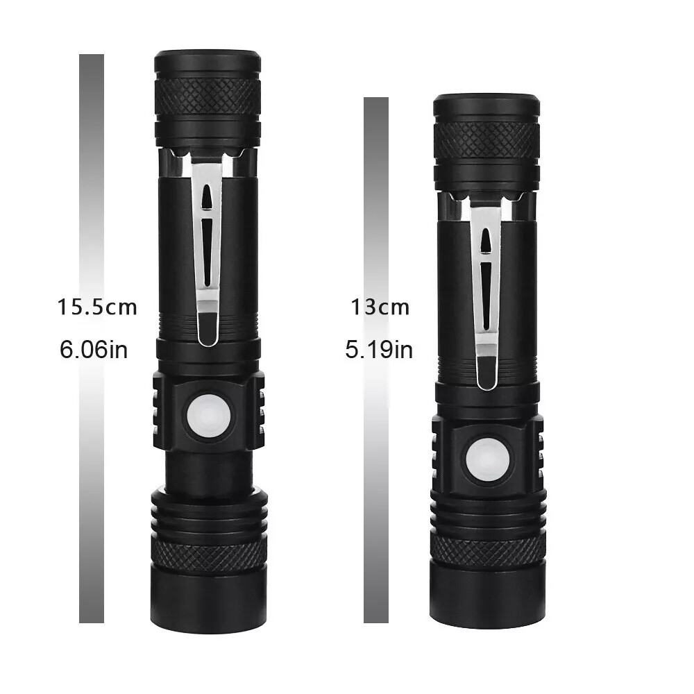 2pcs Chargeable Super Bright LED Tactical Flashlight Zoom Tactical Flashlight US
