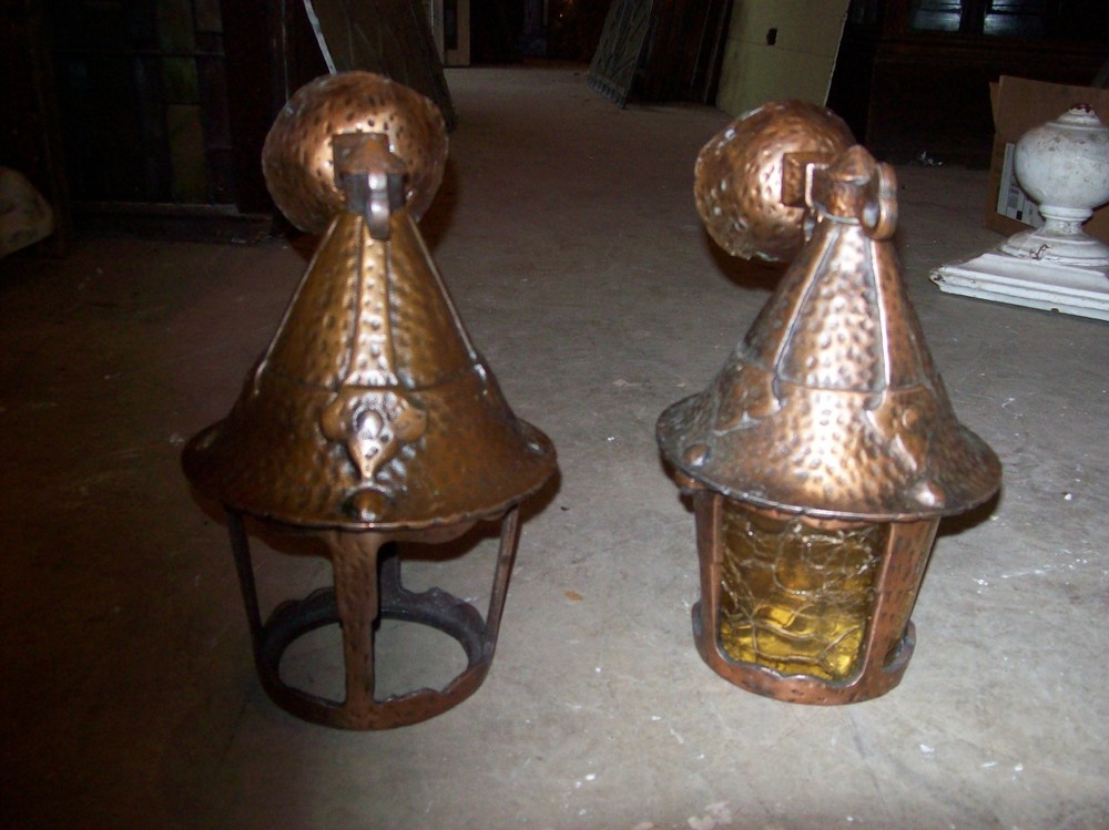 Matching pair primitive cleaned sconces one missing glass (LT 151)