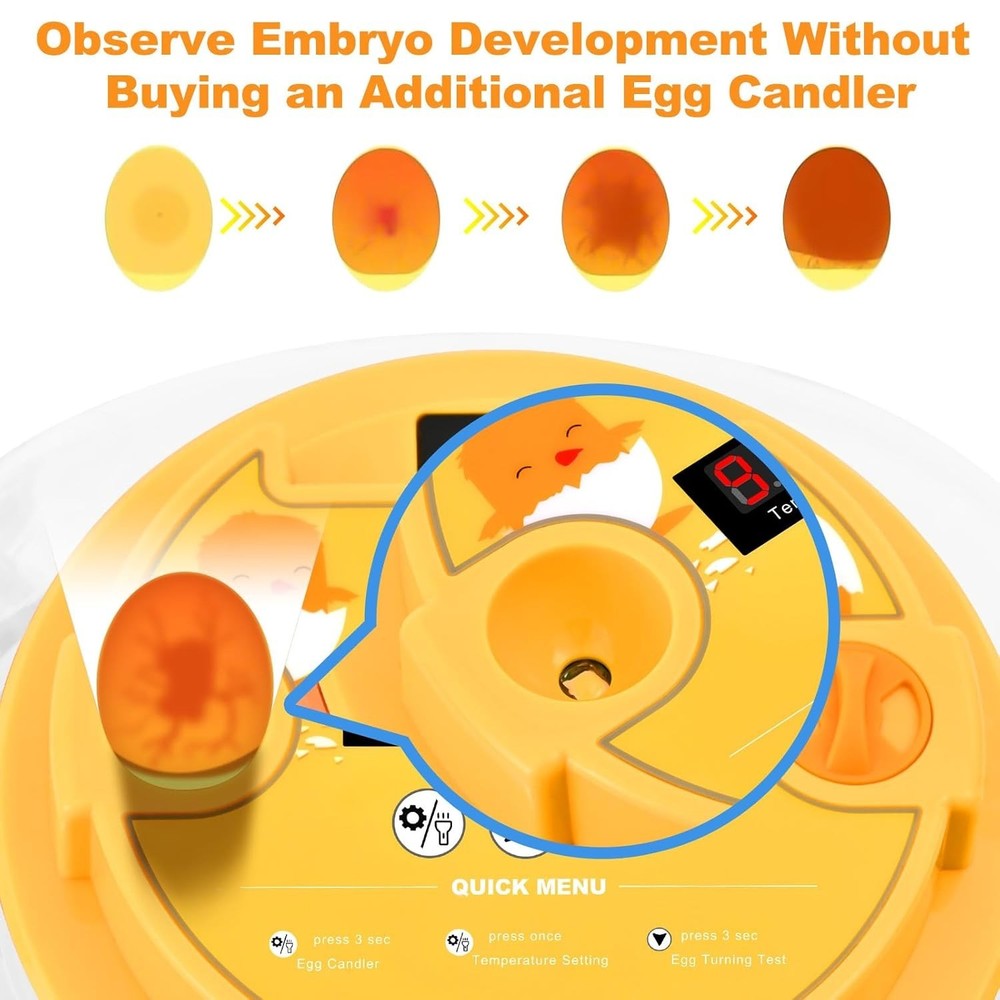 12 Egg Incubators for Hatching Eggs with Automatic Egg Turning and Humidity-FREE