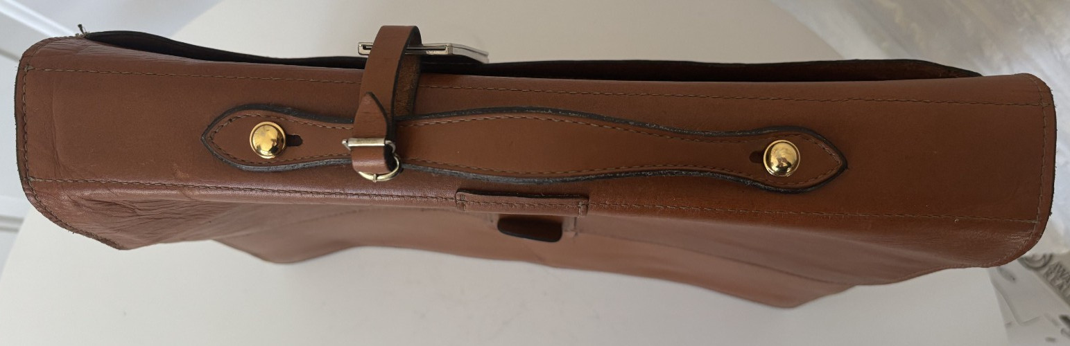 Leather Executive Briefcase w/ Padfolios + Metal Calculator Sleeve Vintage ABC