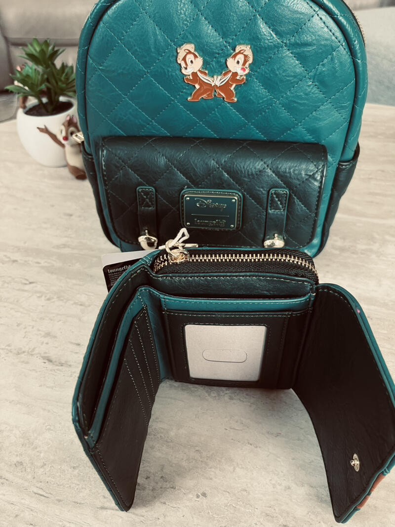 Loungefly Disney Chip & Dale Quilted Backpack & Wallet Set NEW