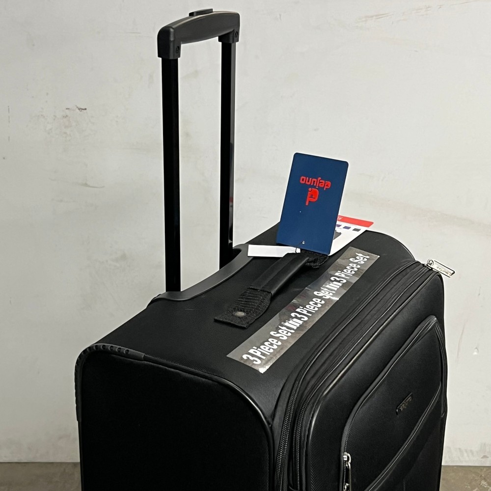 DEJUNO (3 PACK) Lightweight Expandable Spinner Luggage Suitcase Set Black 2302DJ