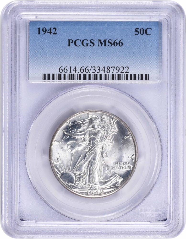 1942 Walking Liberty Silver Half Dollar MS66 PCGS
