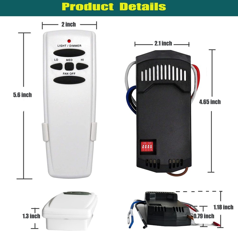 Replacement Ceiling Fan Remote Control for Harbor Breeze Hampton