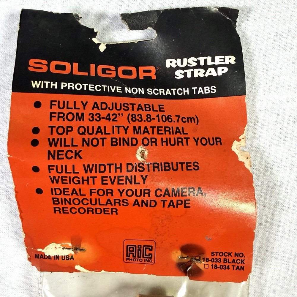 VTG SOLIGOR Rustler Camera Adjustable Strap Tan Leather 33-42 Inch NOS