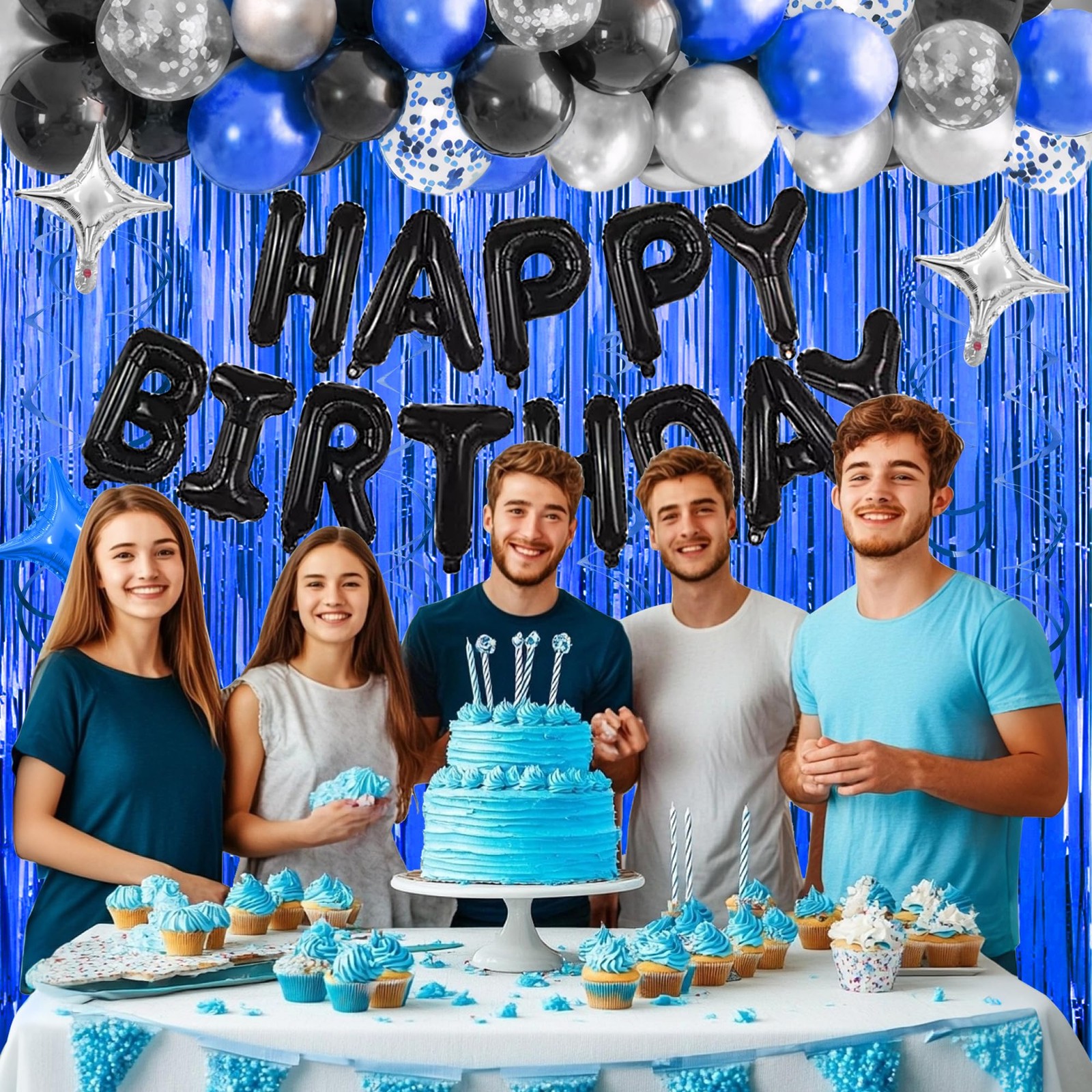 67 Globos Azul Marino y Plateado 12 Pulgadas Para Cumpleaños Fiesta Niños Hombre