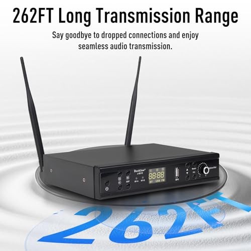 Wireless Microphone System, Dual Wireless Mics, Microphone for Singing,