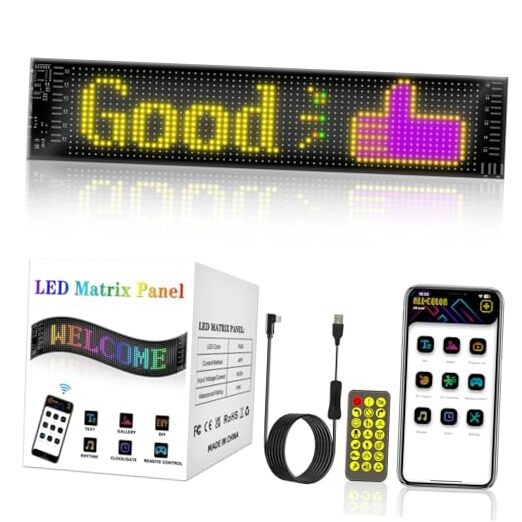 LED Sign for Car - 7"x3" Flexible LED Matrix Panel | DIY Programmable Small