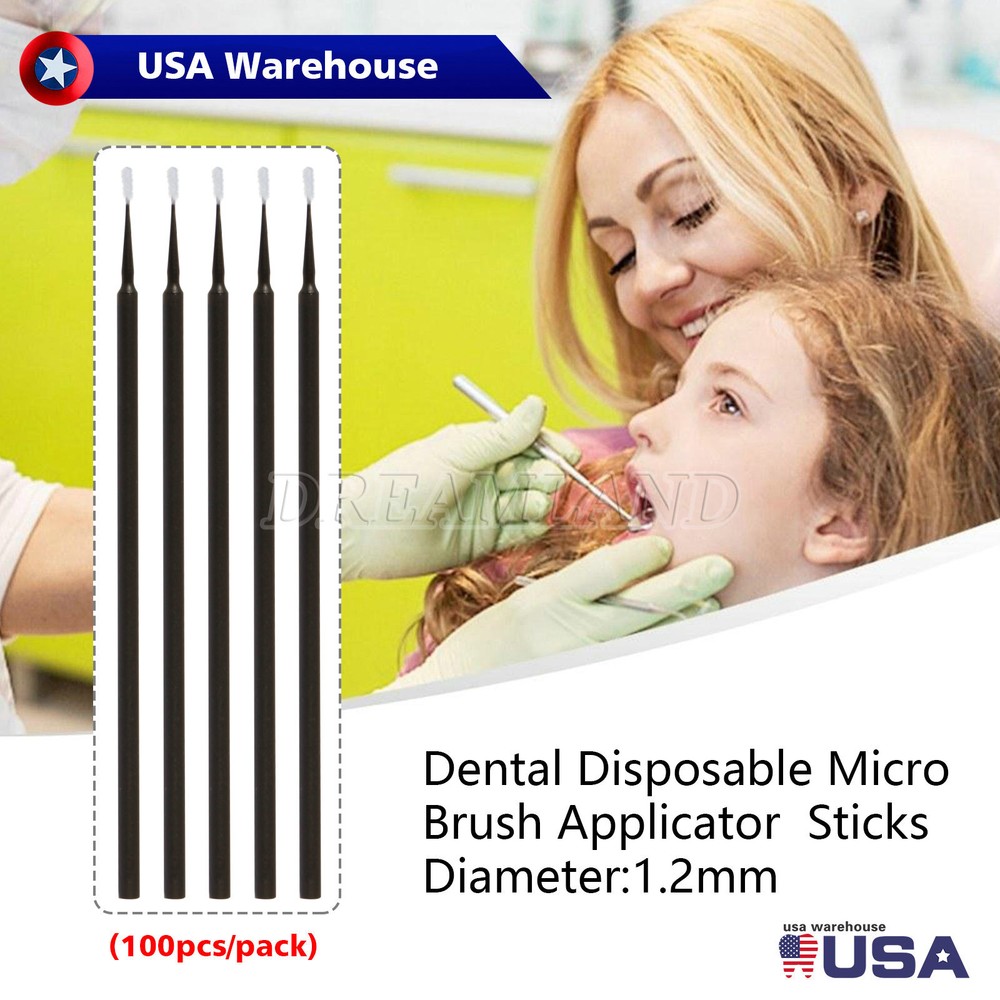 100×Dental Microbrush Disposable Bendable Applicators Tips Micro Brush Cleaning