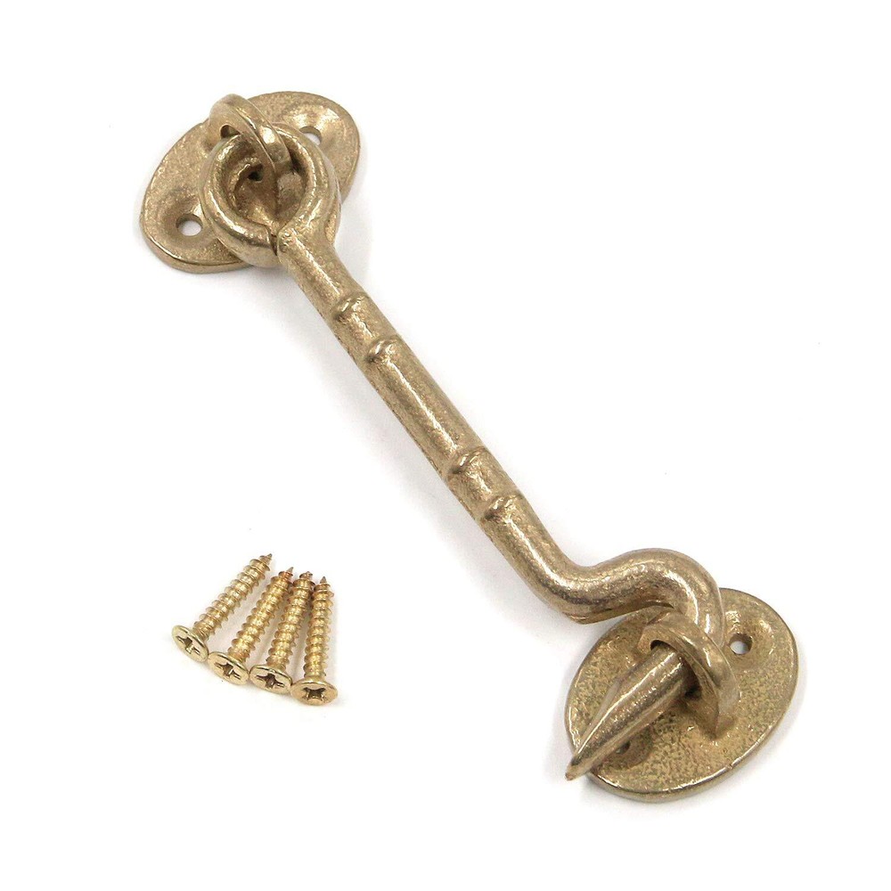 4 Inch Solid Antique Brass Privacy Hook Eye Latch Window Cabinet Gate Lock