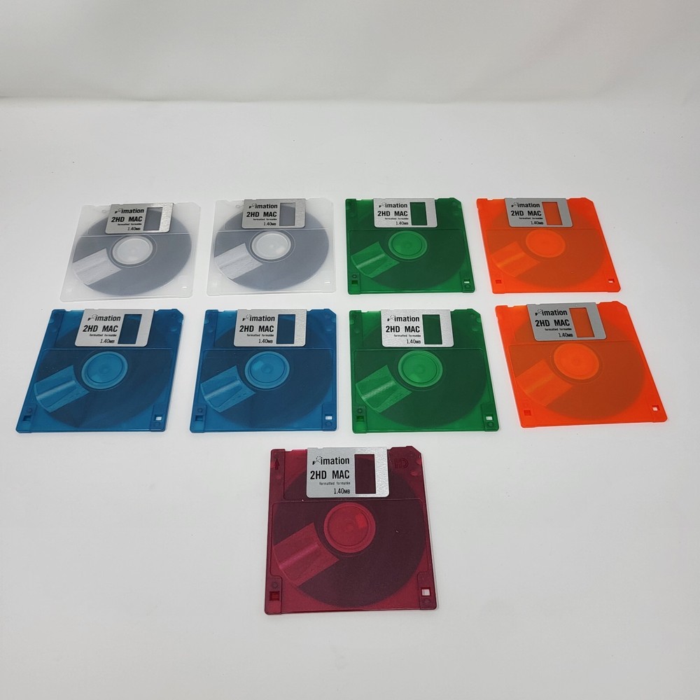 Diskette, Floppy Disks 3.5" 2HD 1.44MB MAC Formatted (9) Pack New